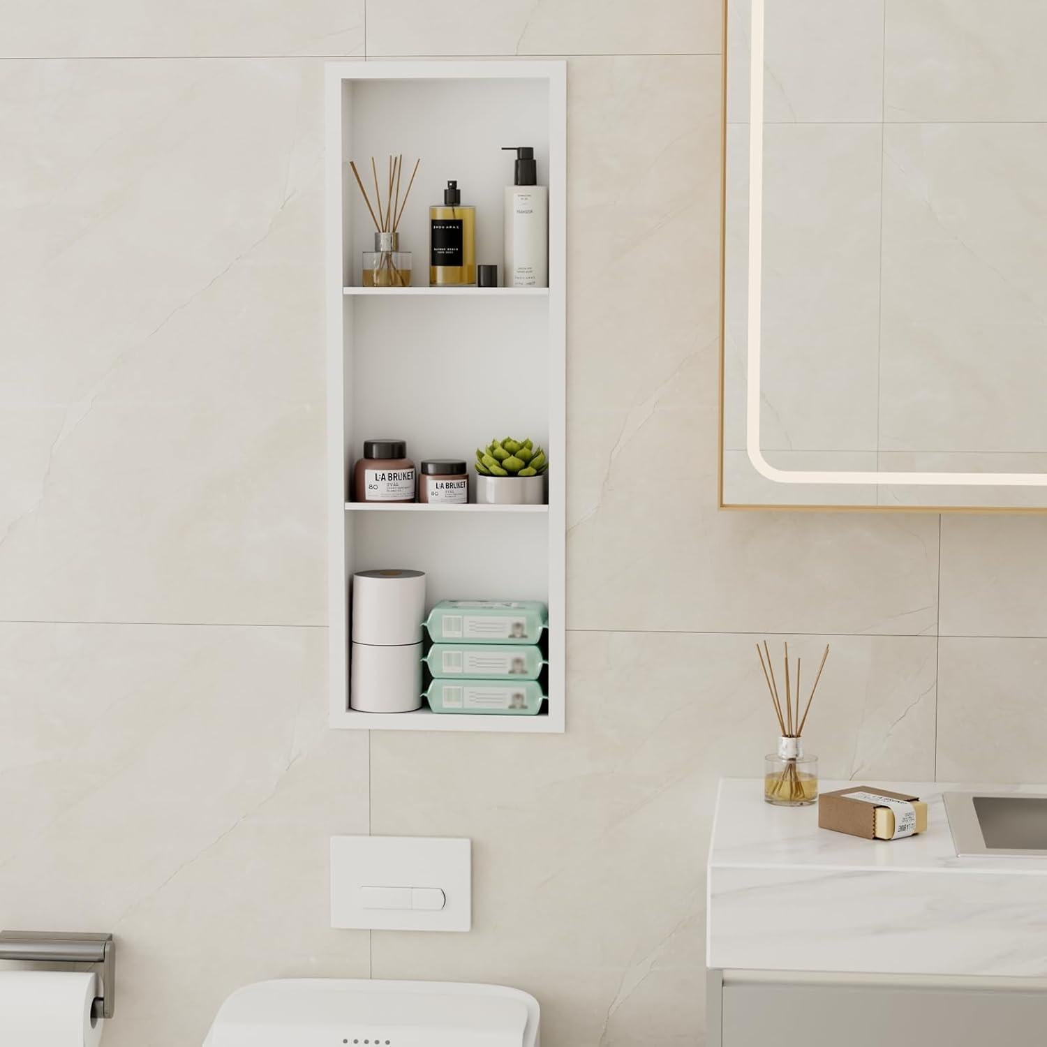 Nicho de Ducha Empotrado Oenalw 30.48x91.44cm Acero Inoxidable