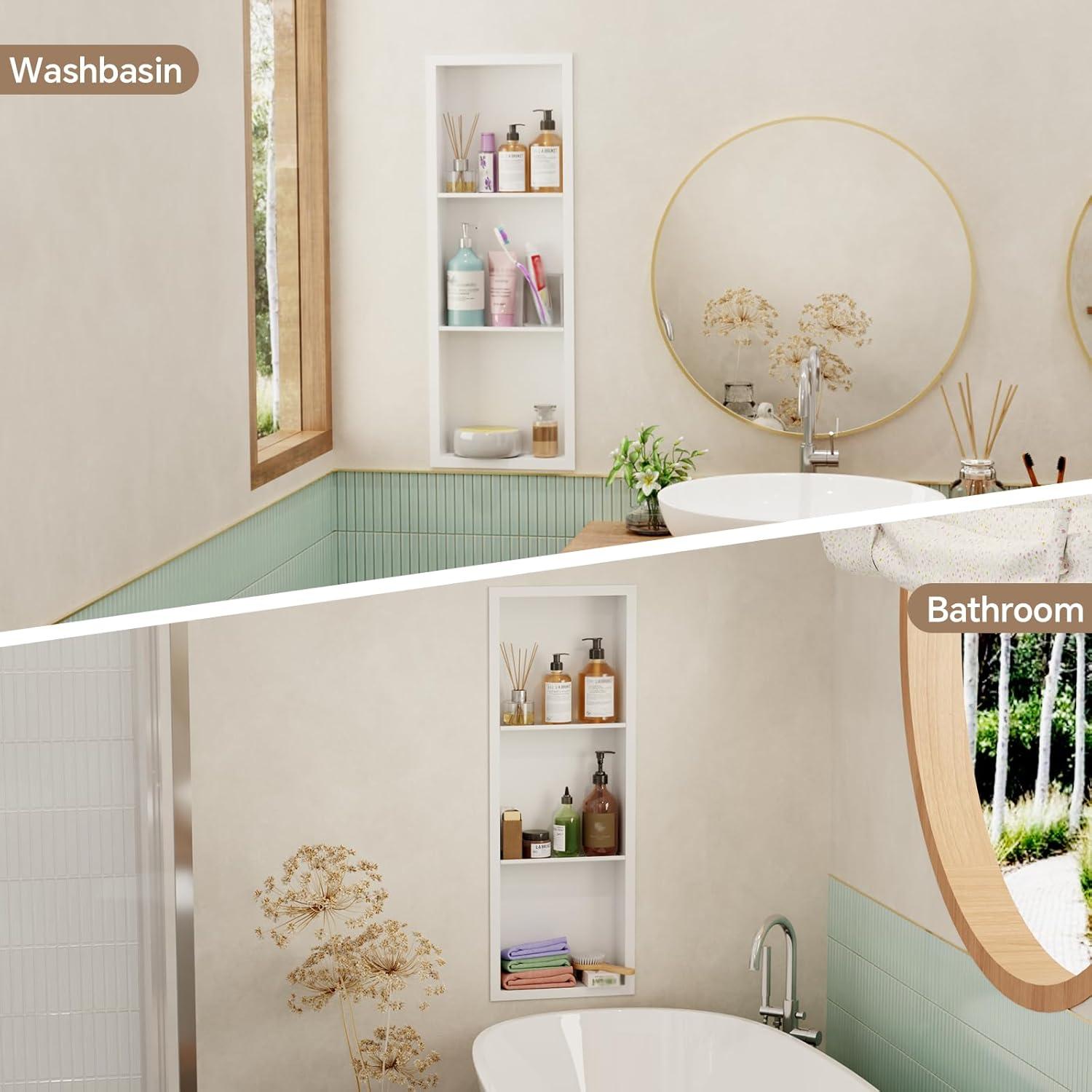 Nicho de Ducha Empotrado Oenalw 30.48x91.44cm Acero Inoxidable