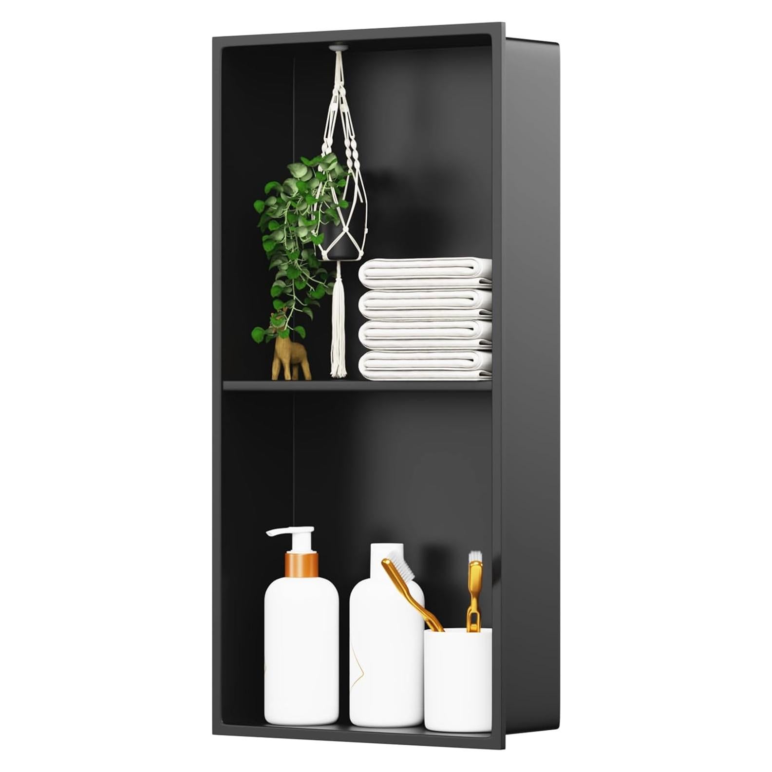 Nicho de Ducha BATHLAVISH Acero Inoxidable 30x60 cm Negro Mate