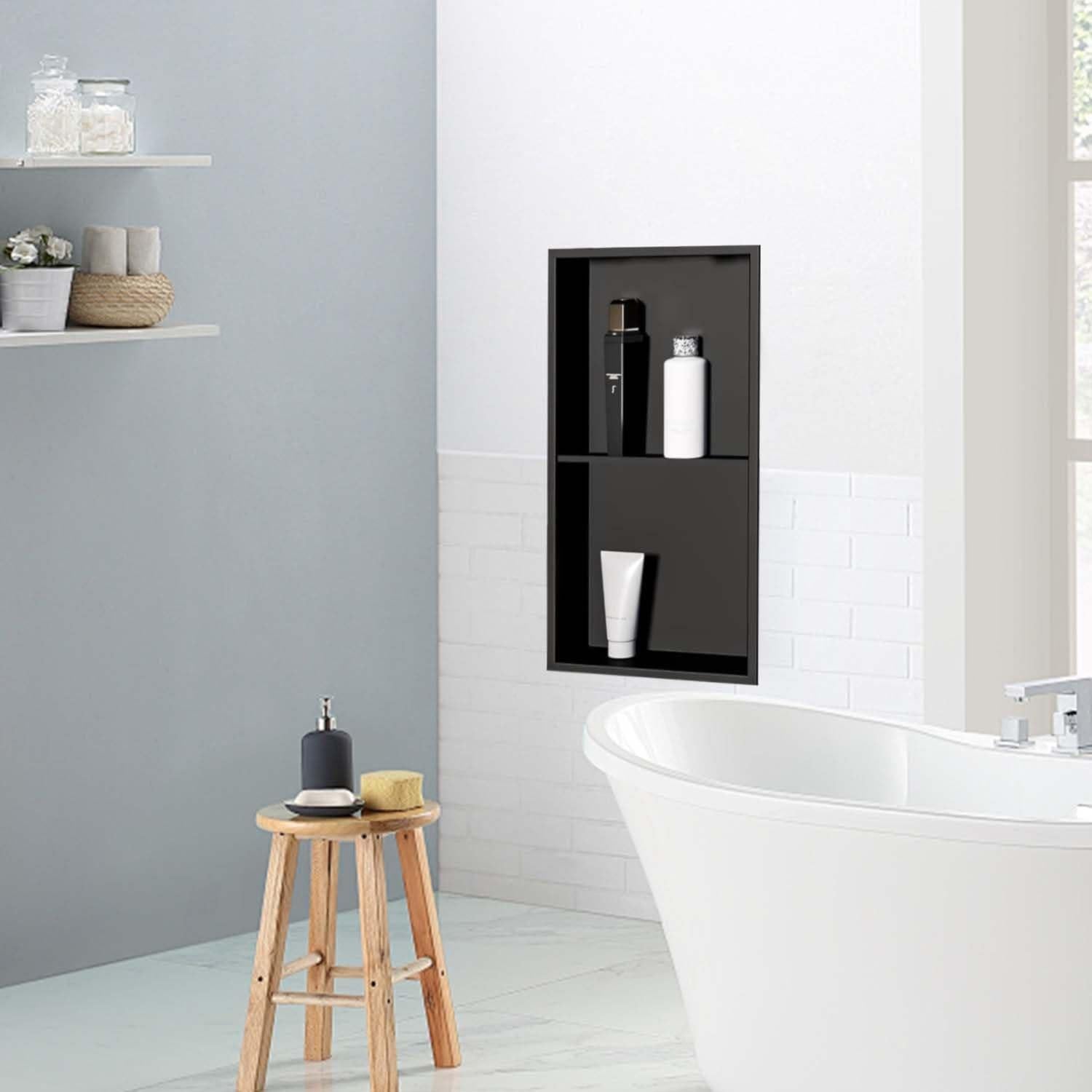 Nicho de Ducha BATHLAVISH Acero Inoxidable 30x60 cm Negro Mate