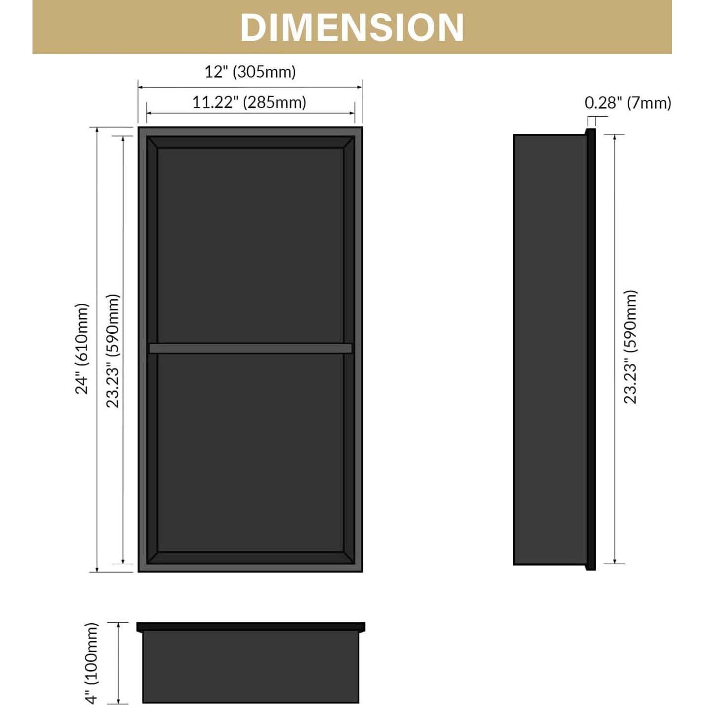 Nicho de Ducha BATHLAVISH Acero Inoxidable 30x60 cm Negro Mate