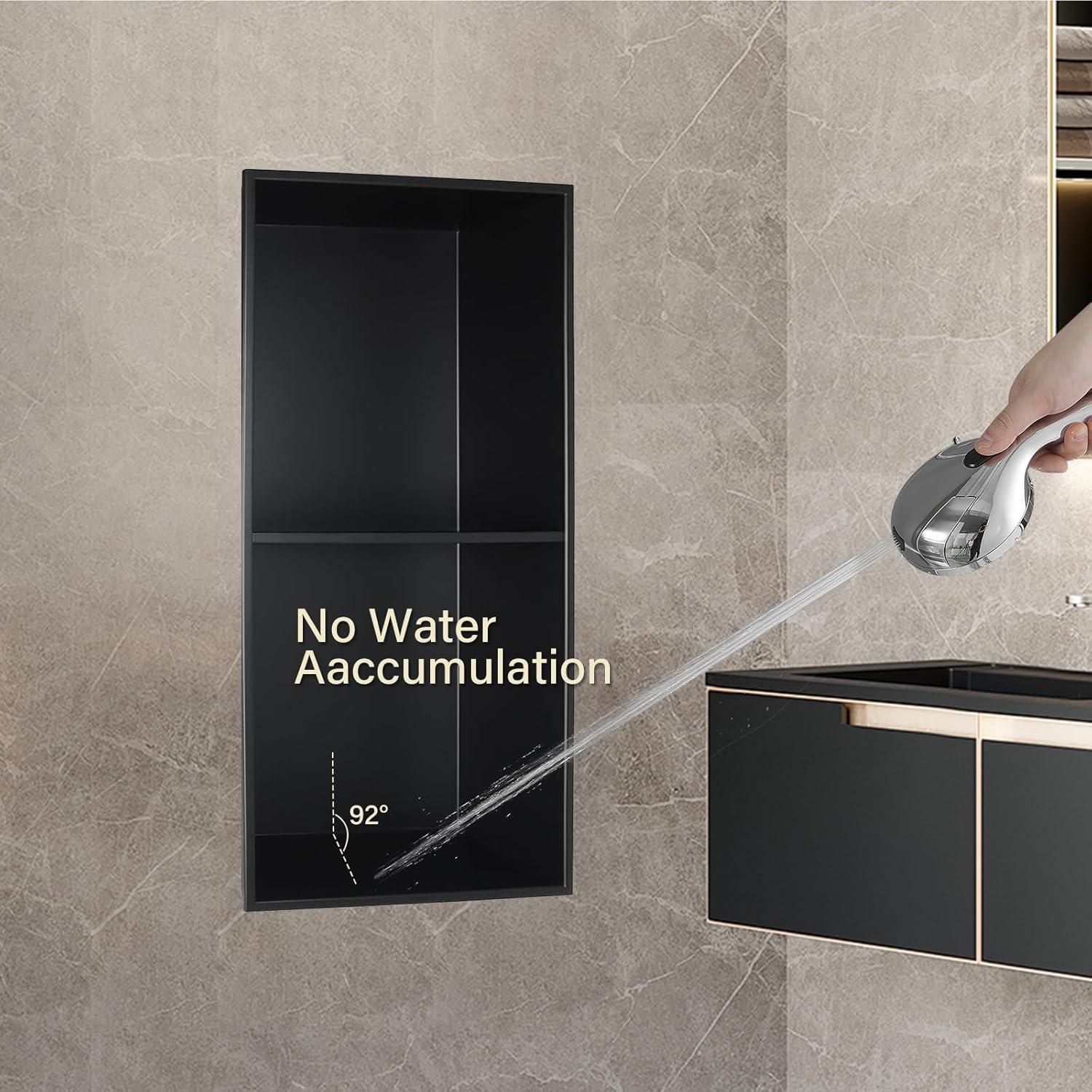 Nicho de Ducha BATHLAVISH Acero Inoxidable 30x60 cm Negro Mate