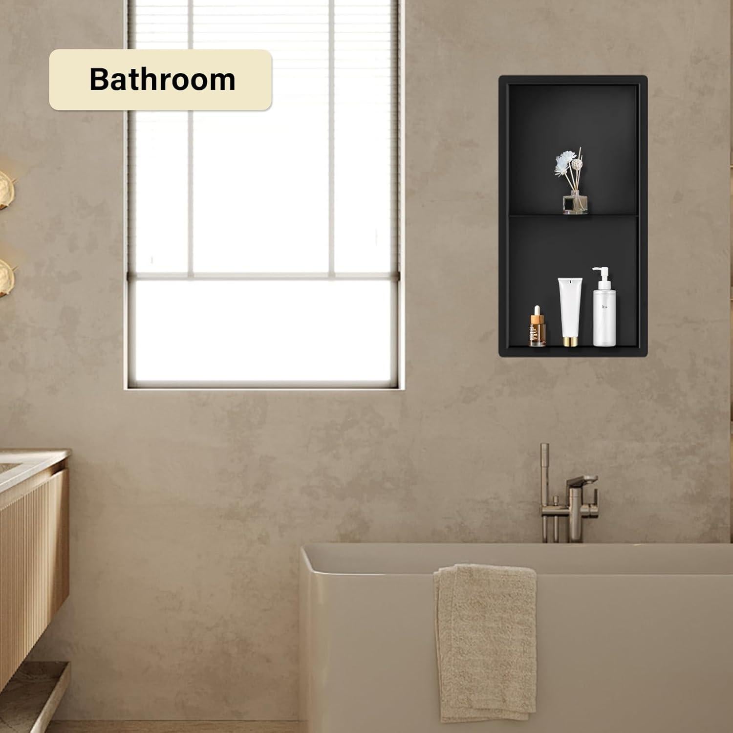 Nicho de Ducha BATHLAVISH Acero Inoxidable 30x60 cm Negro Mate