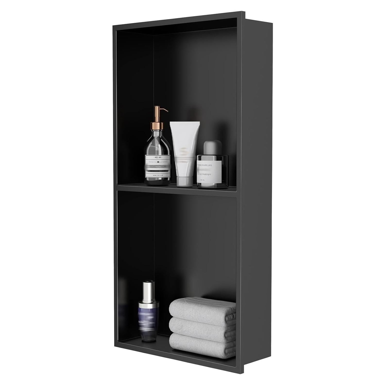 Nicho de Ducha Empotrado Dancrul 30.48x61cm Acero Inoxidable Negro Mate