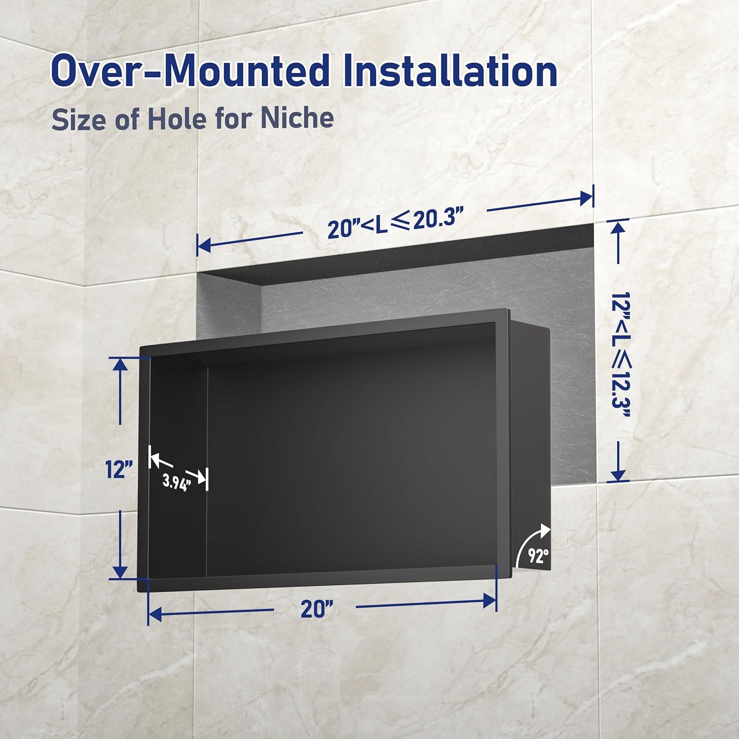 Nicho de Ducha Bernkot 50.8 x 30.5 cm Negro Mate Acero Inoxidable