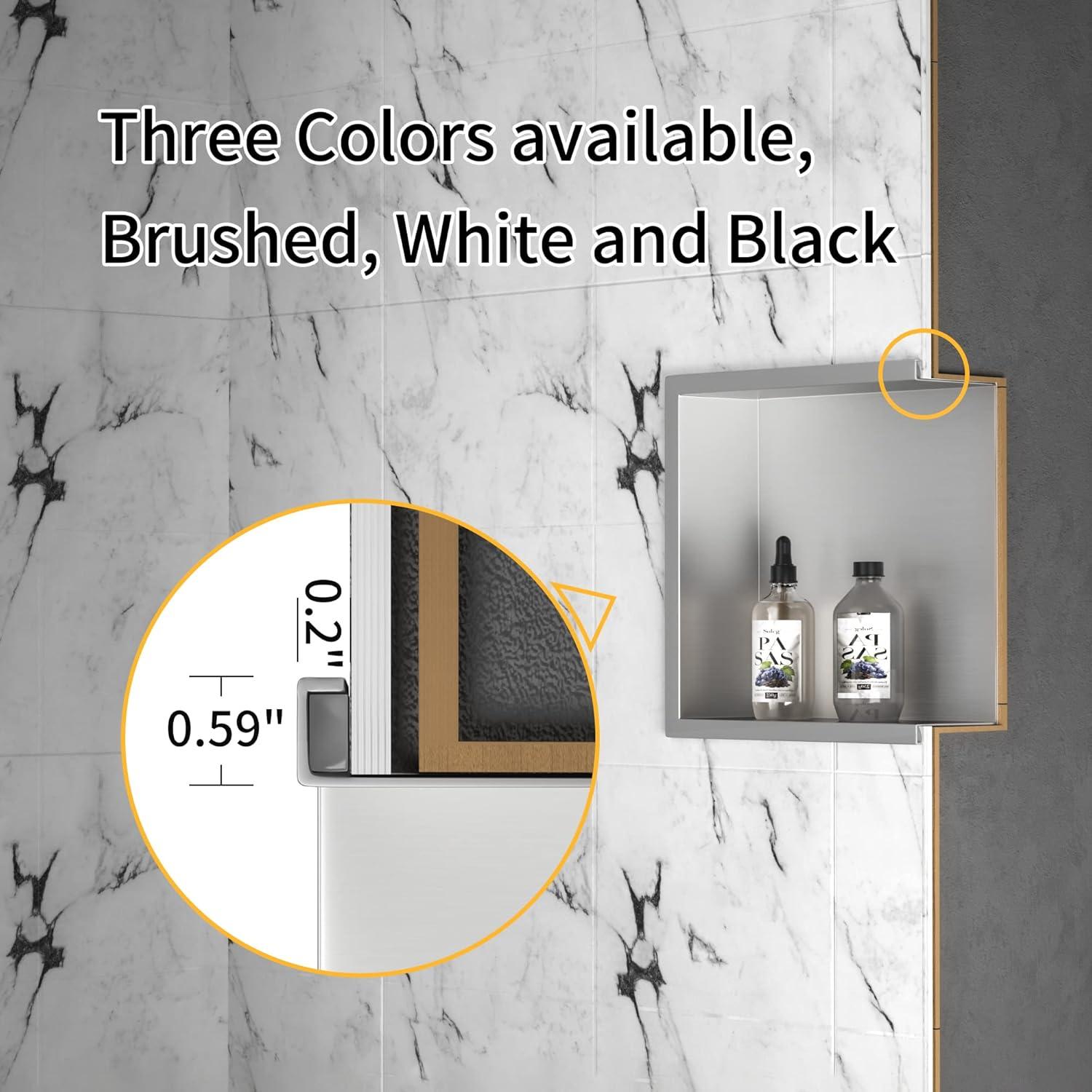 Nicho de Ducha Bernkot 50.8 x 30.5 cm Negro Mate Acero Inoxidable