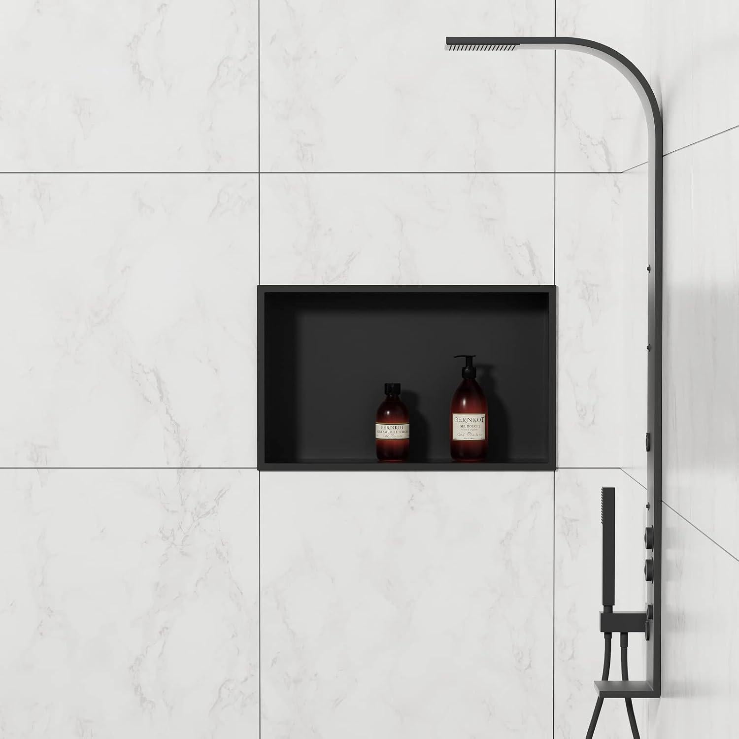 Nicho de Ducha Bernkot 50.8 x 30.5 cm Negro Mate Acero Inoxidable