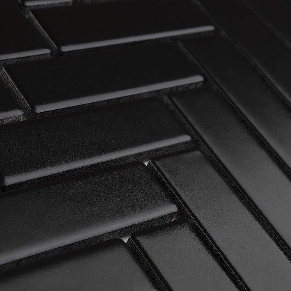 Mosaico de Porcelana Negra Tenedos Espiga Mate 31.5x27.4cm