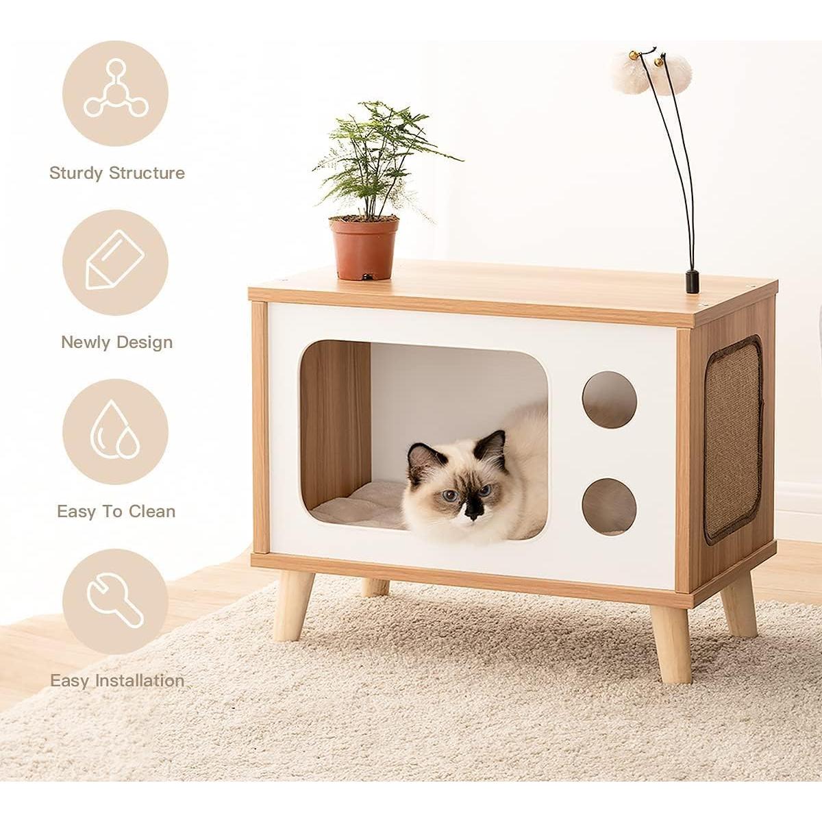 Casa de Gato Rolife Madera Televisor Grande con Rascador