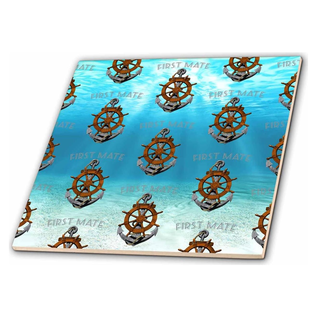 Azulejo de Cerámica 3dRose 20x20 cm Patrón Náutico