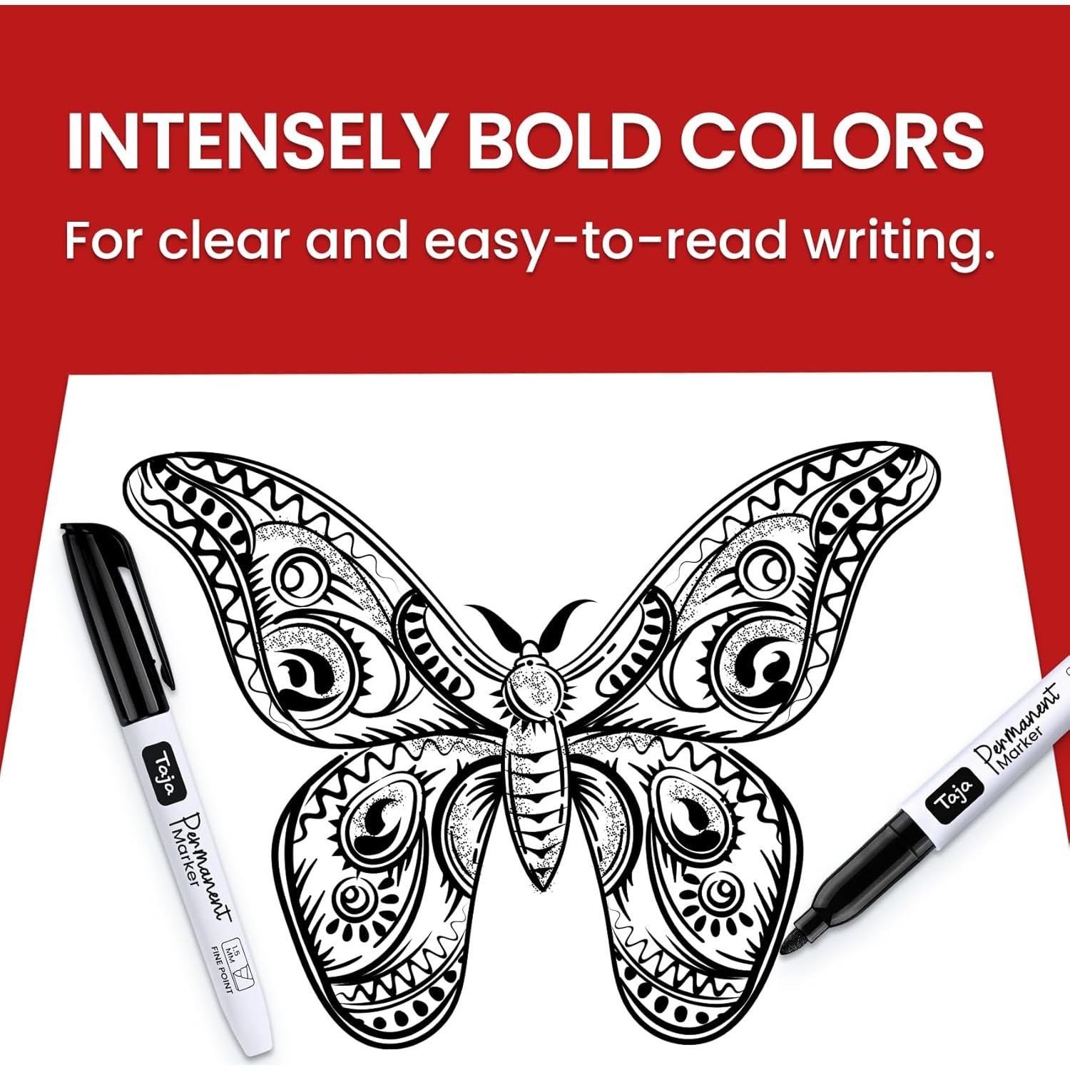 Marcadores Permanentes Taja 30 Unidades Punta Fina Negro