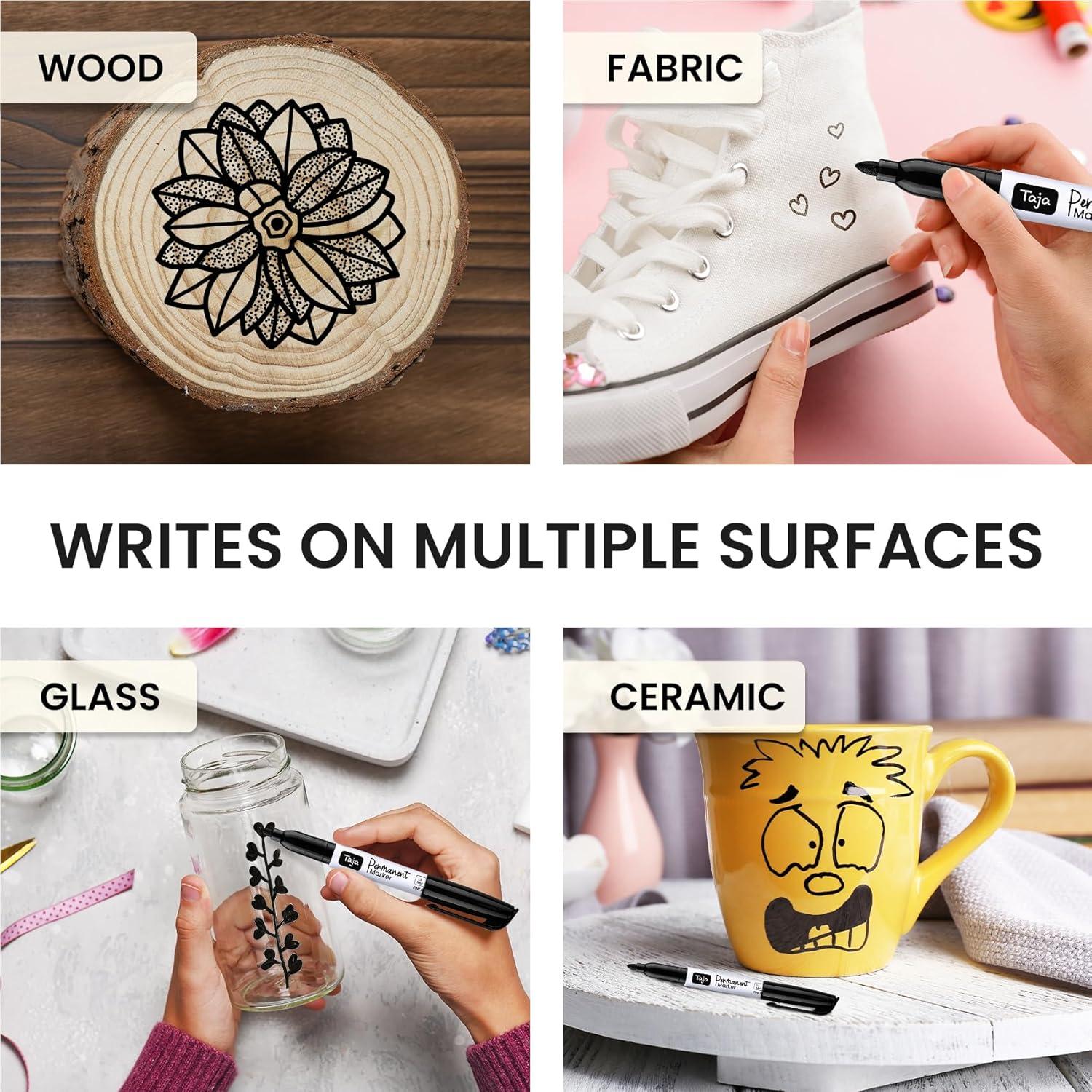 Marcadores Permanentes Taja 30 Unidades Punta Fina Negro