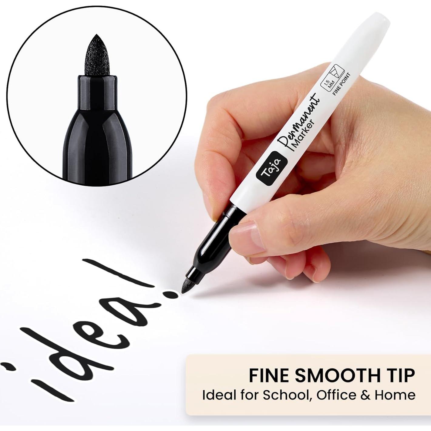 Marcadores Permanentes Taja 30 Unidades Punta Fina Negro