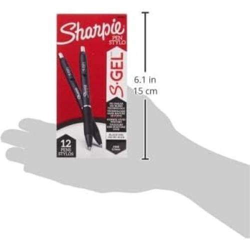 Bolígrafos de Gel Sharpie S-Gel 0.5mm Negro - 12 Unidades