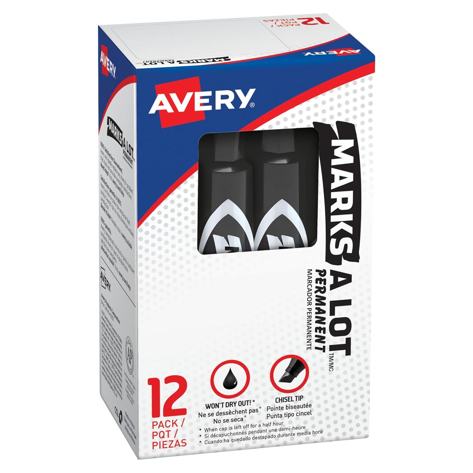Marcadores Permanentes Avery Marks-A-Lot 12 Unidades Punta Cincel
