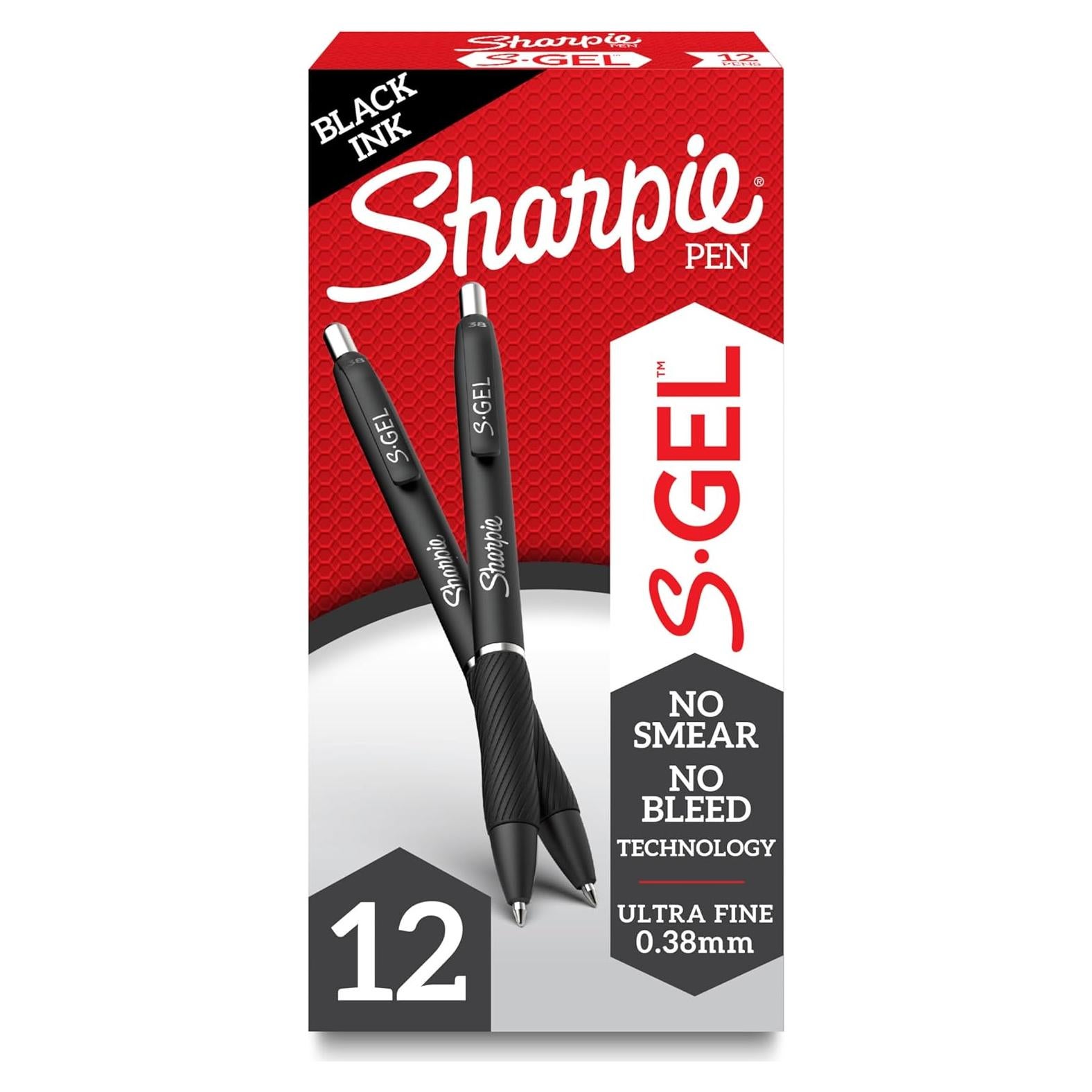 Bolígrafos de Gel Sharpie S-Gel 0.38mm Negro 12 Unidades