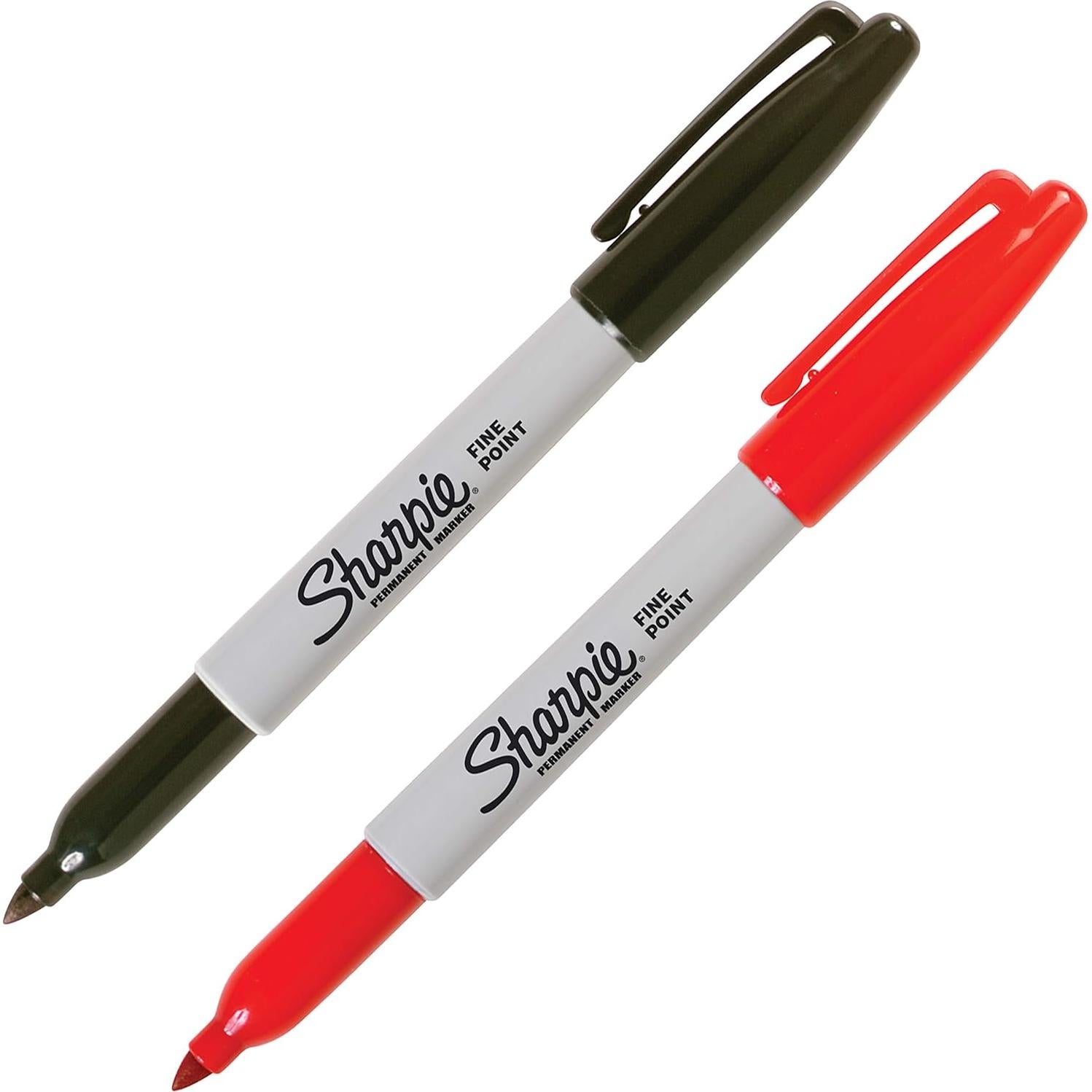 Marcadores Permanentes Sharpie Punta Fina Negro y Rojo Paquete 2