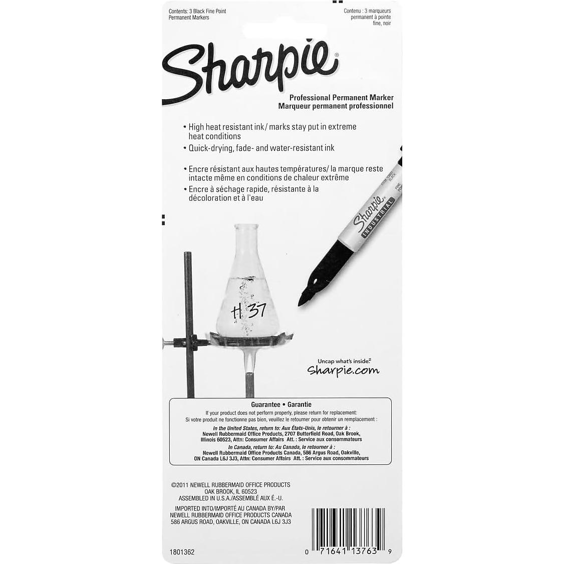 Marcador Permanente Industrial Sharpie 13763PP Negro - Paquete de 3