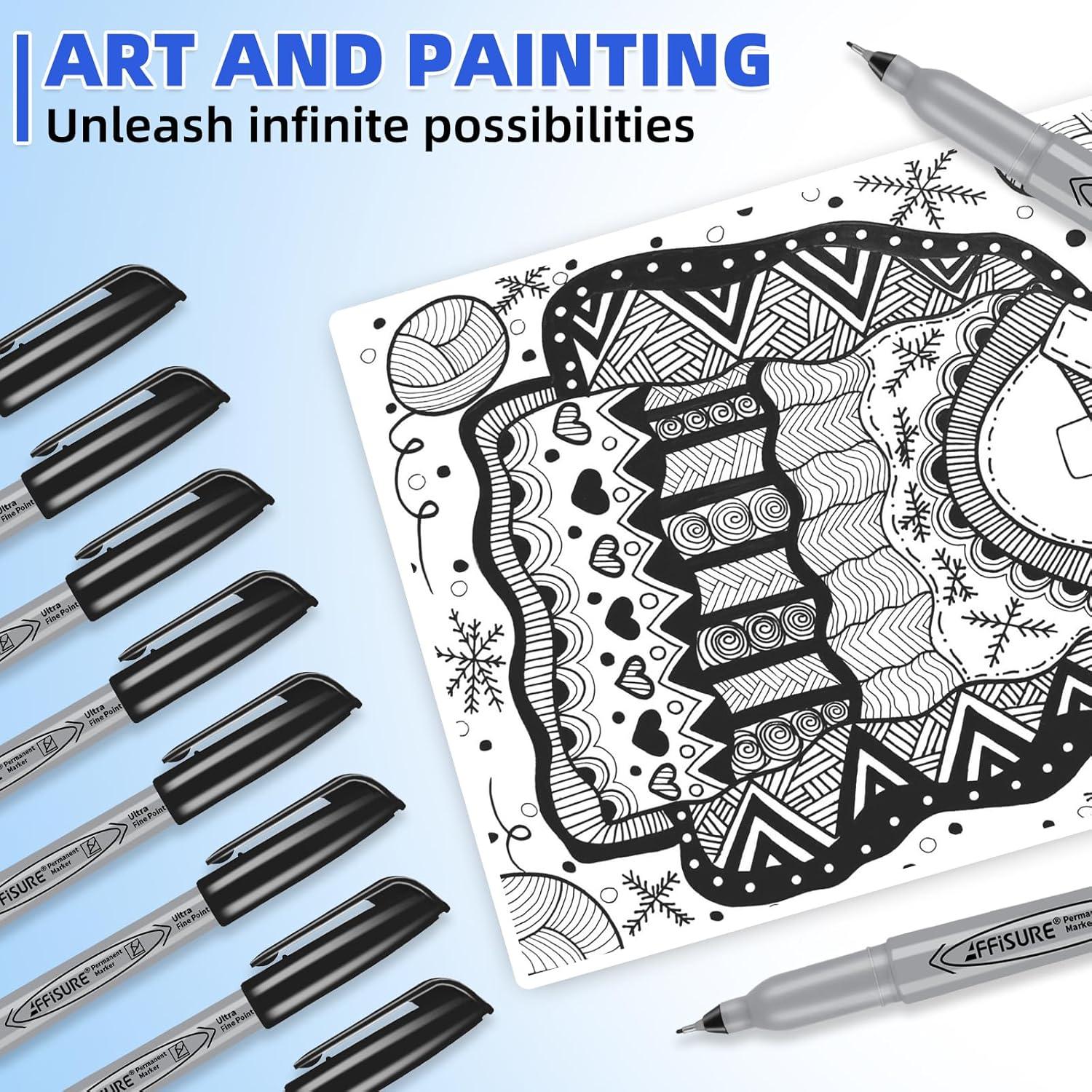 Marcadores Permanentes Affisure 16 Unidades Punta Ultra Fina 0.4mm Negro