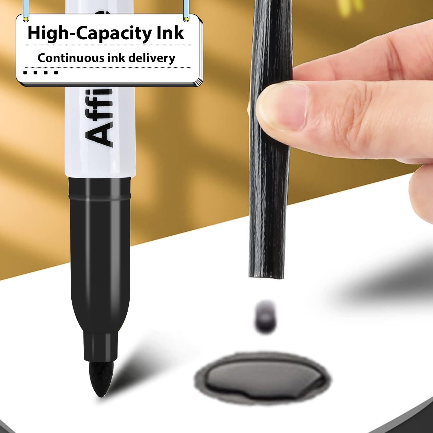 Marcadores Permanentes Affisure 60 Unidades Negro Punta Fina