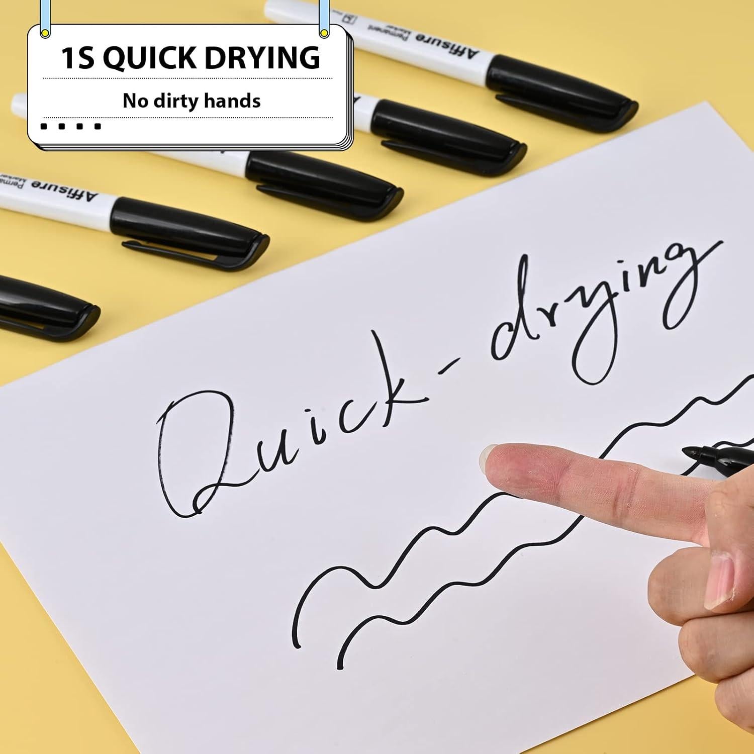 Marcadores Permanentes Affisure 60 Unidades Negro Punta Fina