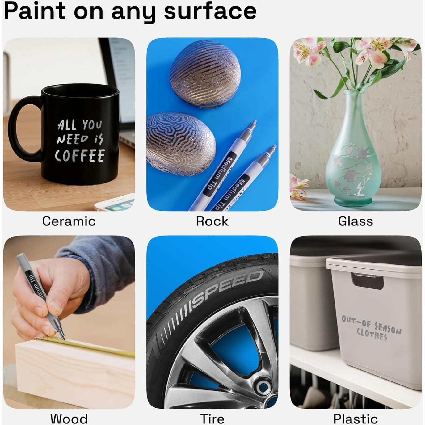 Marcador Permanente Plateado ARTISTRO - Punta Media 3mm - 2 Unidades