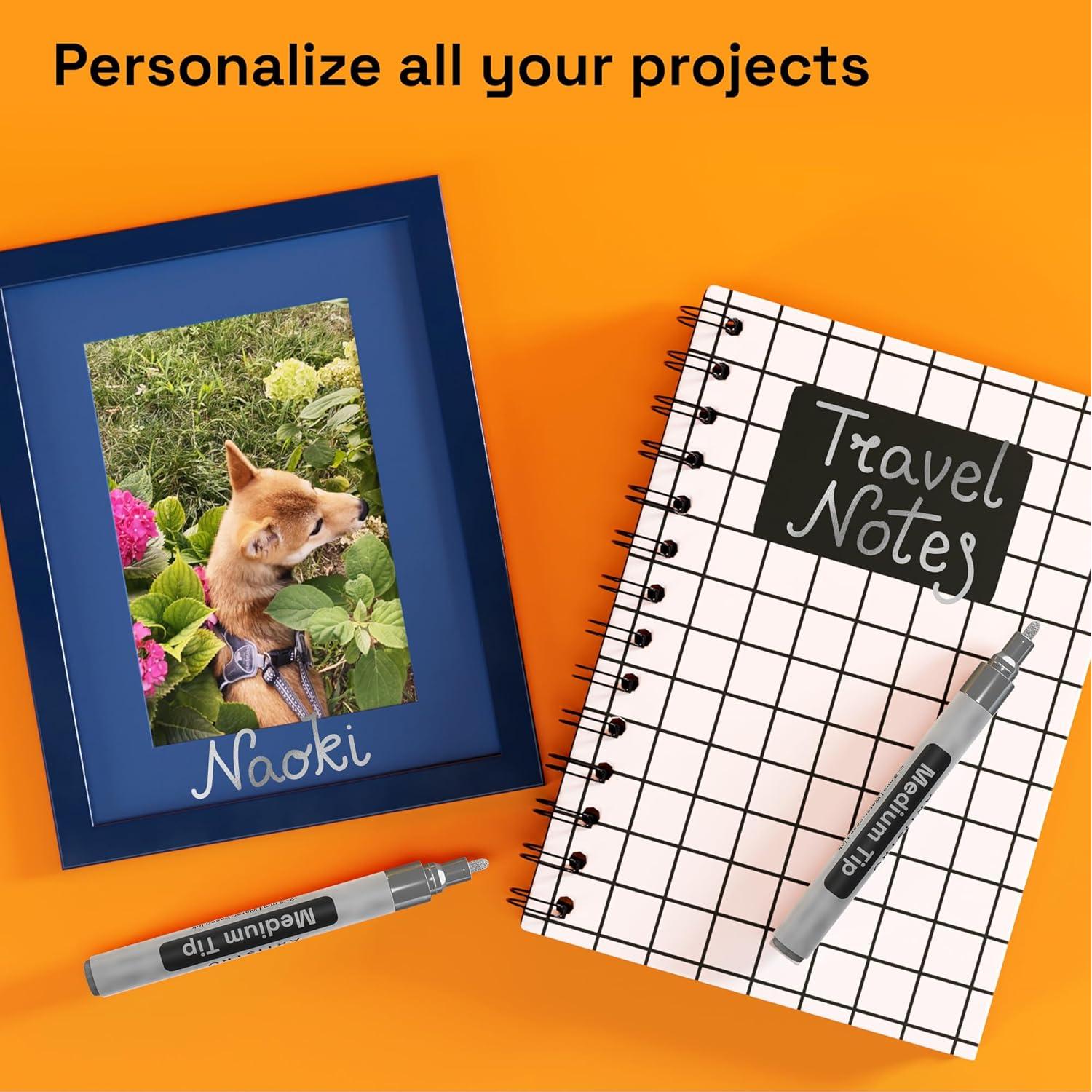 Marcador Permanente Plateado ARTISTRO - Punta Media 3mm - 2 Unidades