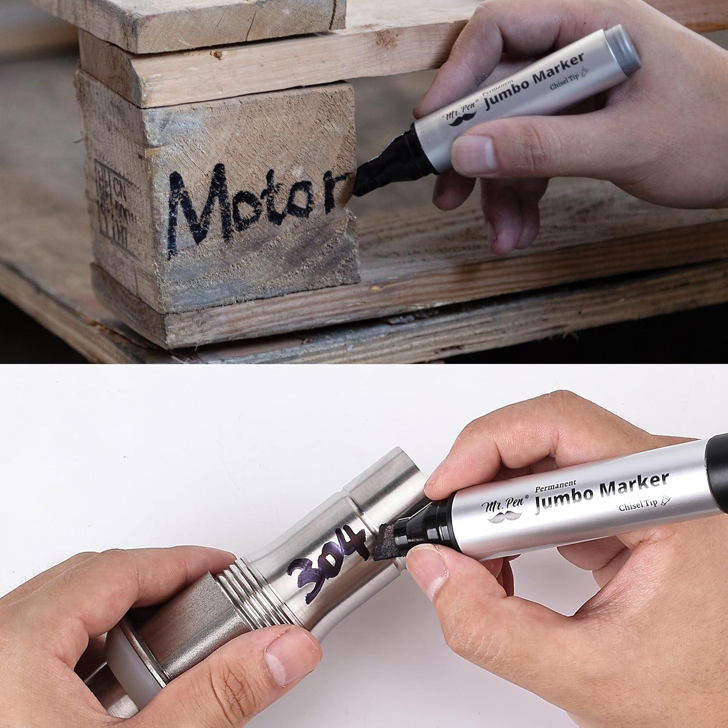 Marcadores Permanentes Jumbo Mr. Pen, 4 Piezas, Punta Cincel, Negro