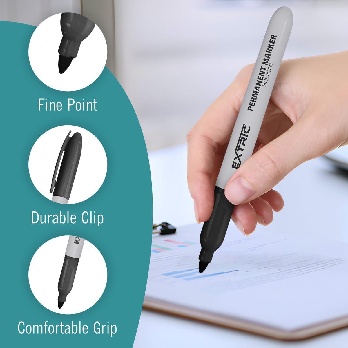 Marcadores Permanentes EXTRIC Negros Punta Fina 12 Unidades