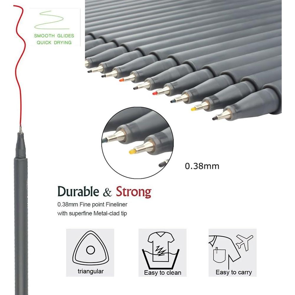 Bolígrafos de Color Taotree 24 Unidades Punta Fina 0.38mm