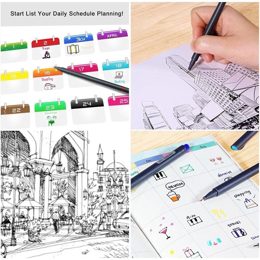 Bolígrafos de Color Taotree 24 Unidades Punta Fina 0.38mm