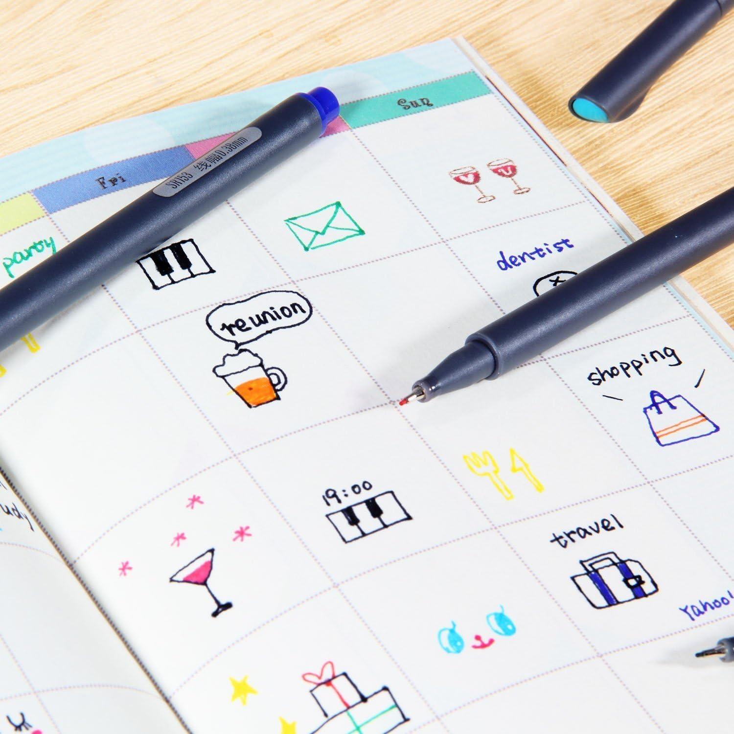 Bolígrafos de Color Taotree 24 Unidades Punta Fina 0.38mm