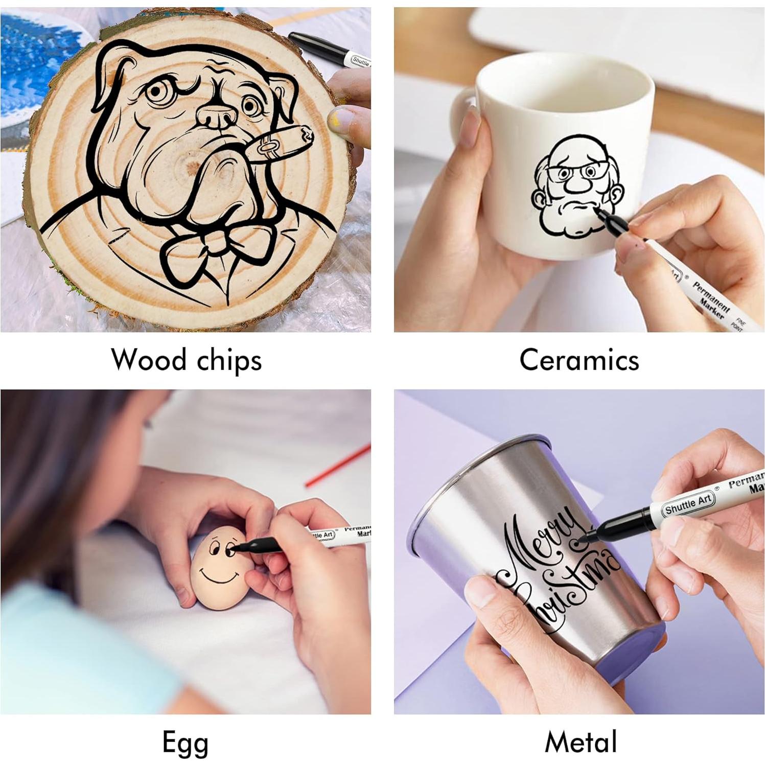 Paquete de 100 Marcadores Permanentes Negros Shuttle Art 0.7mm