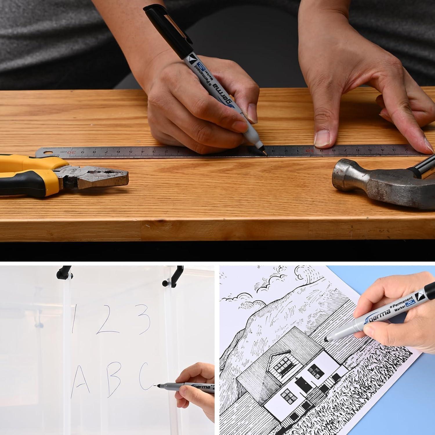 Marcadores Permanentes Cgerma Ultra Fina 18 Unidades Negro