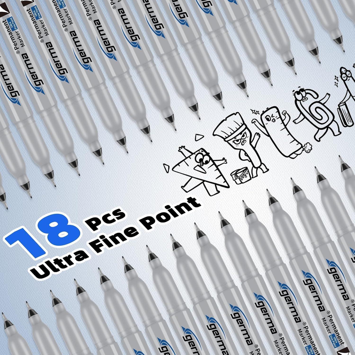 Marcadores Permanentes Cgerma Ultra Fina 18 Unidades Negro