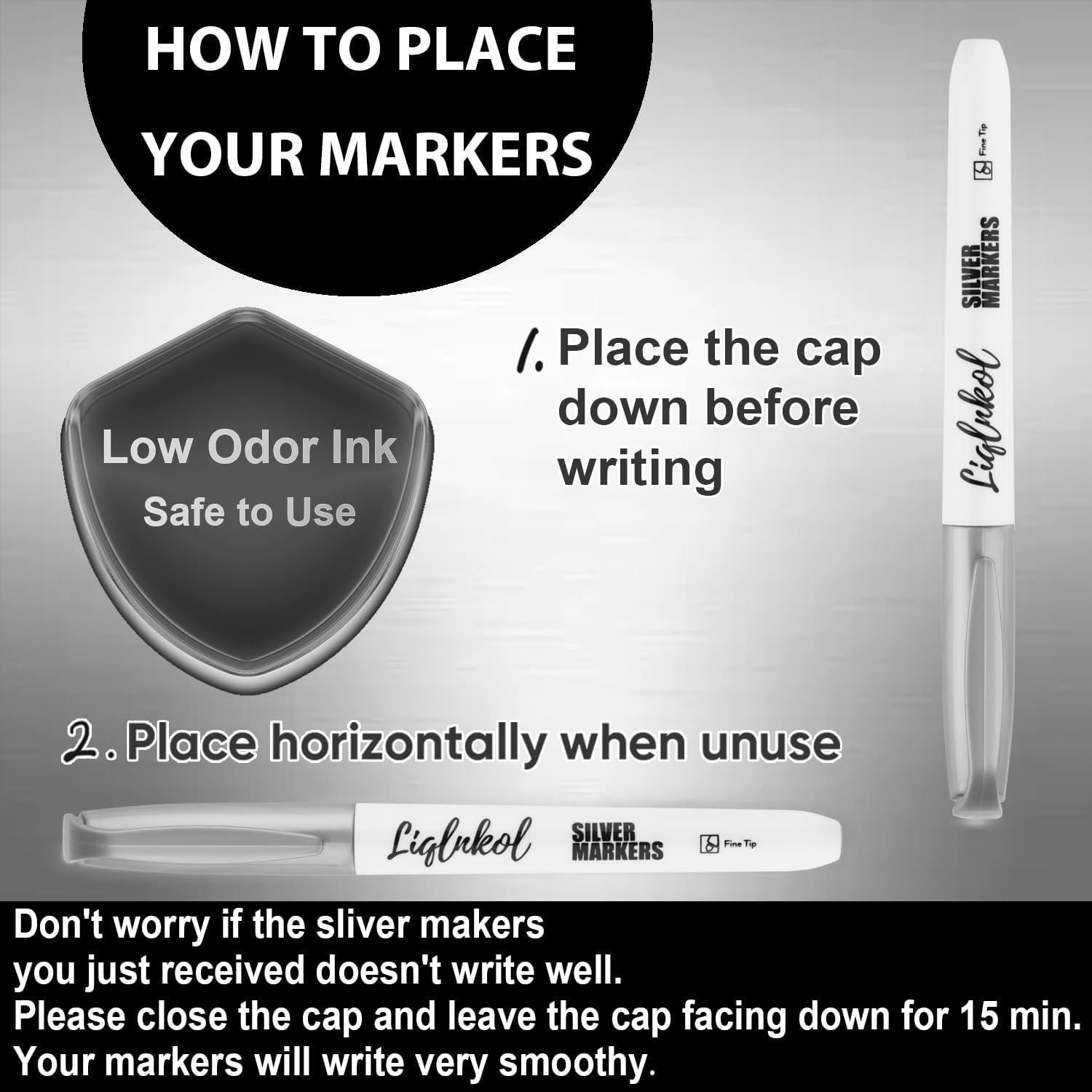 Marcadores Metálicos Plateados LiqInkol - Paquete de 36, Punta Fina 2mm