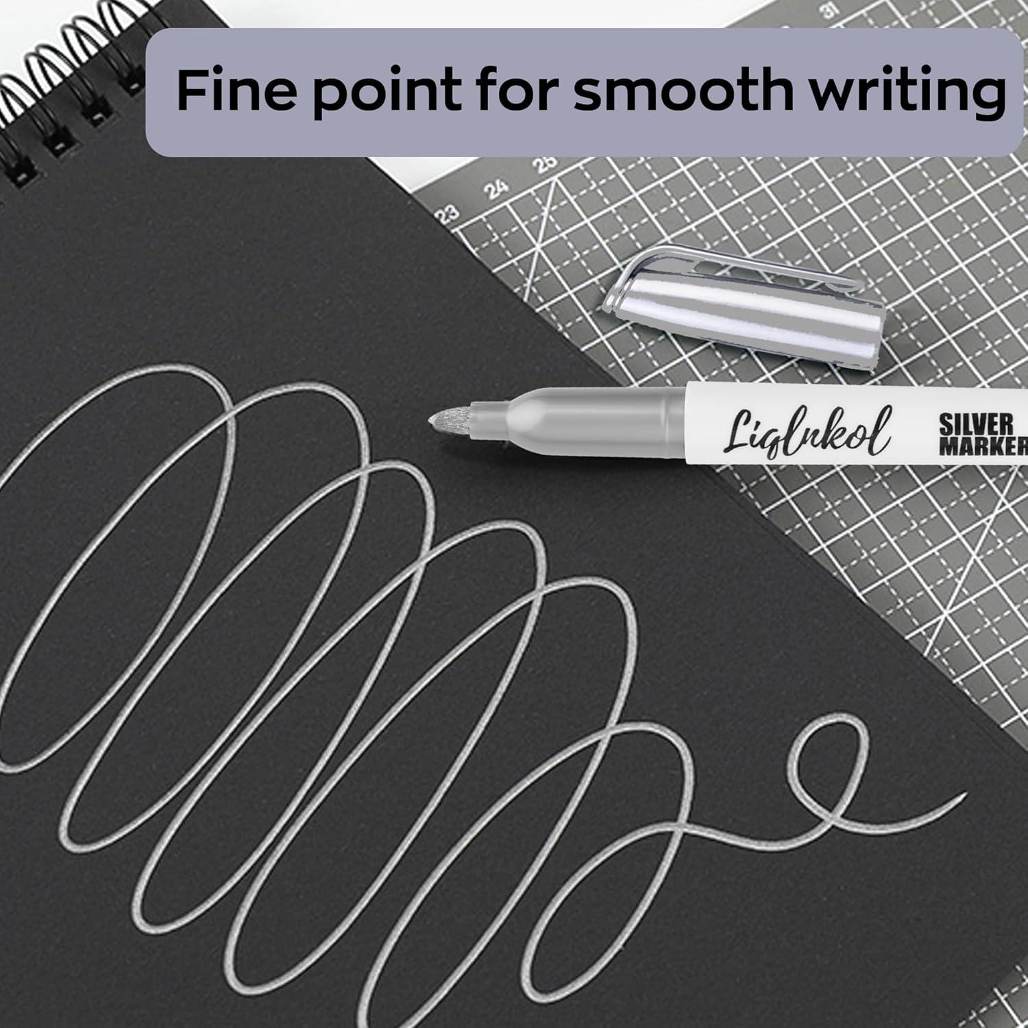 Marcadores Metálicos Plateados LiqInkol - Paquete de 36, Punta Fina 2mm
