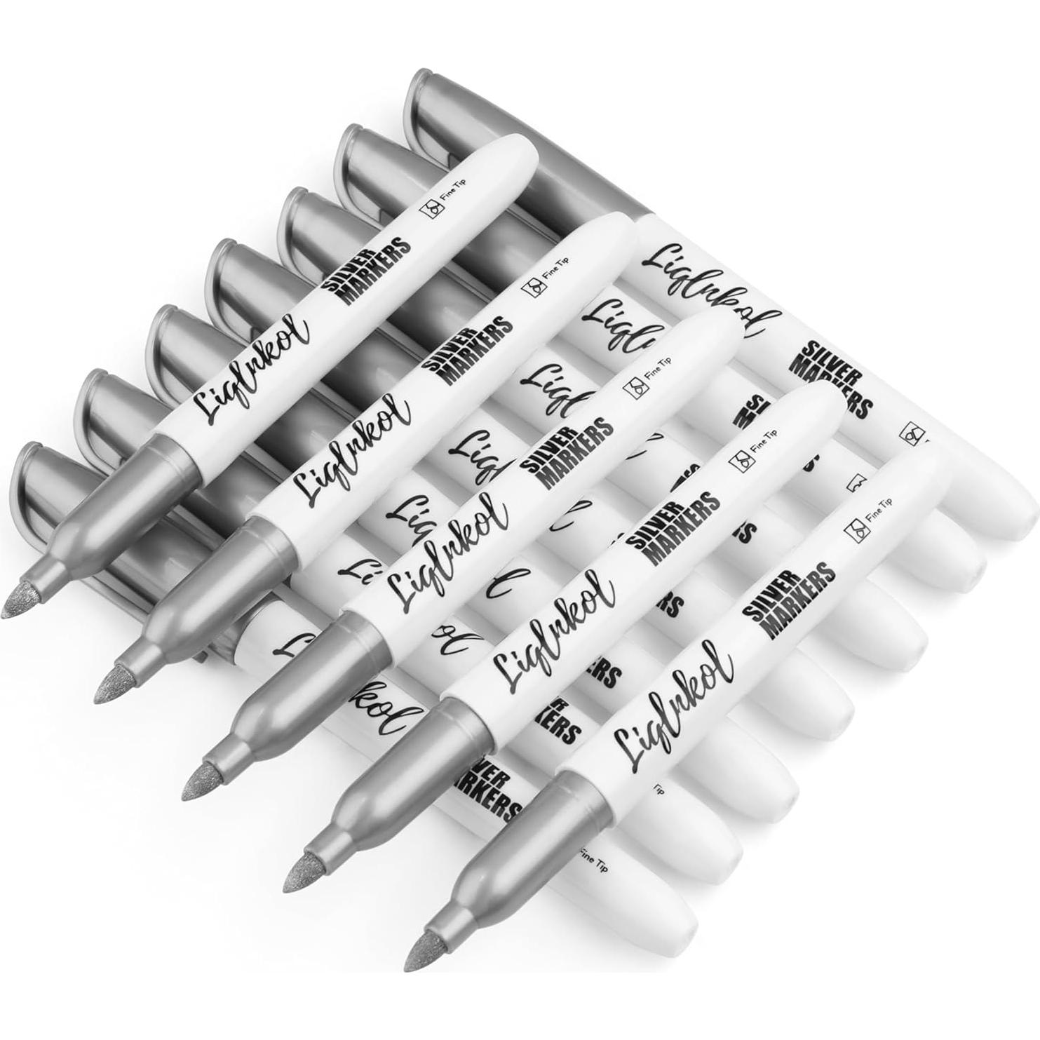 Marcadores Metálicos Plateados LiqInkol - Paquete de 36, Punta Fina 2mm