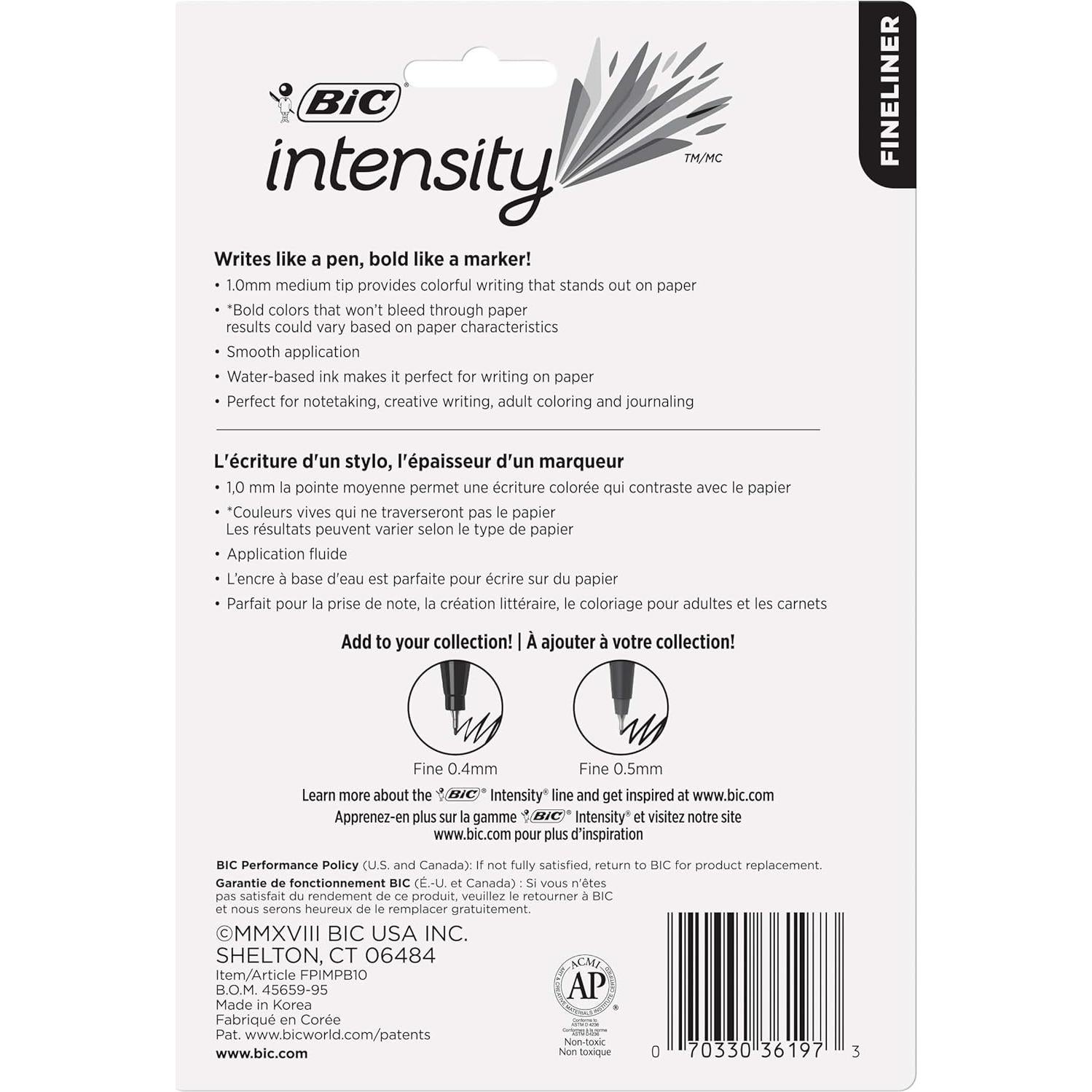 Marcadores BIC Intensity Fineliner 10 Unidades Punta Media 0.7mm