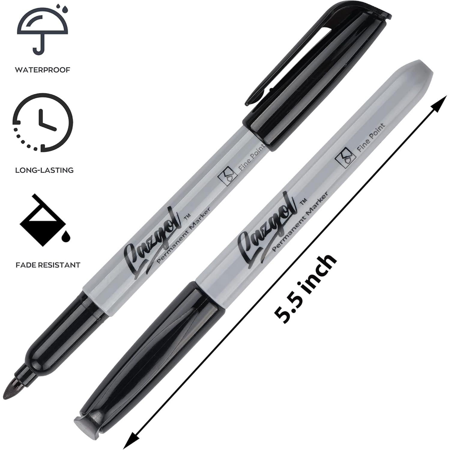 Marcadores Permanentes LAZGOL 32 Unidades Punta Fina Negros