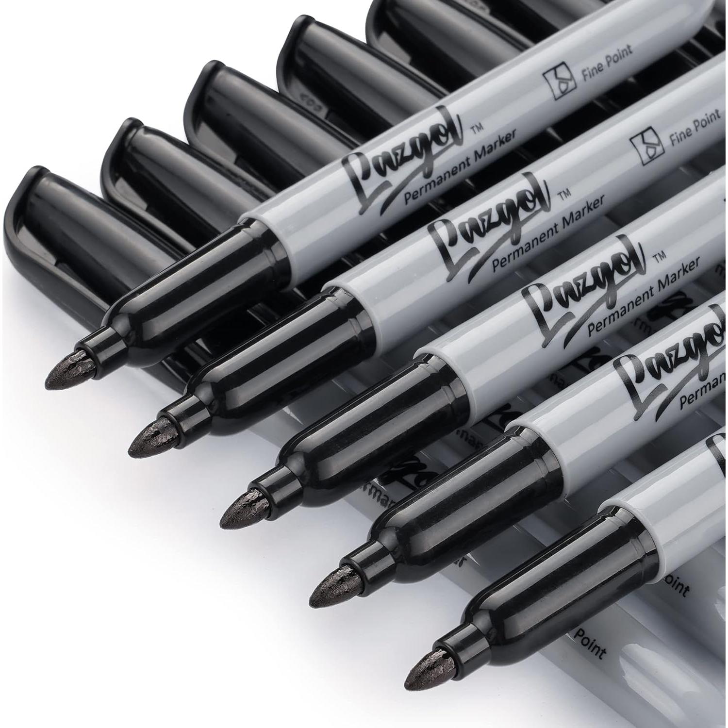 Marcadores Permanentes LAZGOL 32 Unidades Punta Fina Negros