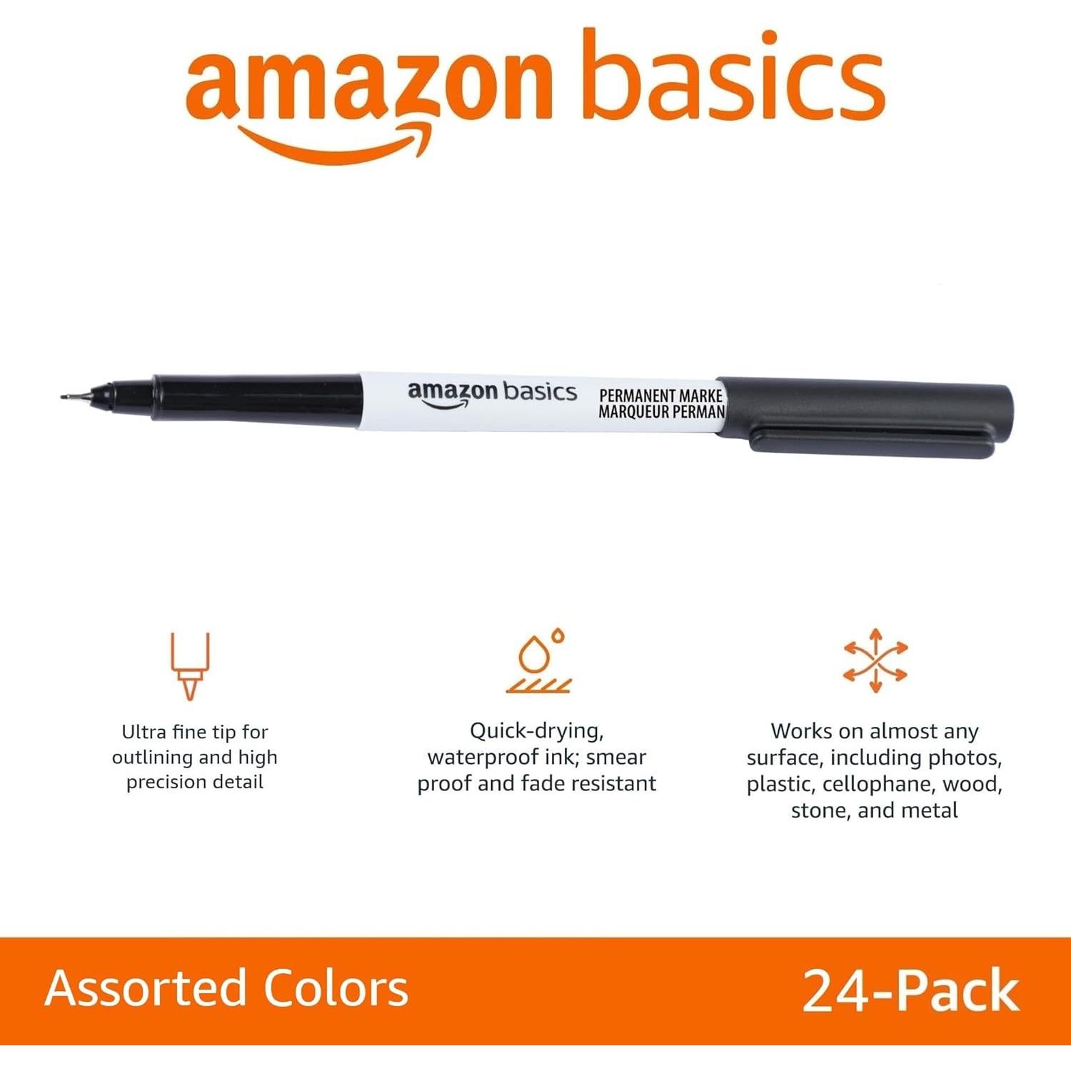 Marcadores Permanentes Ultra Fina Amazon Basics 24 Colores