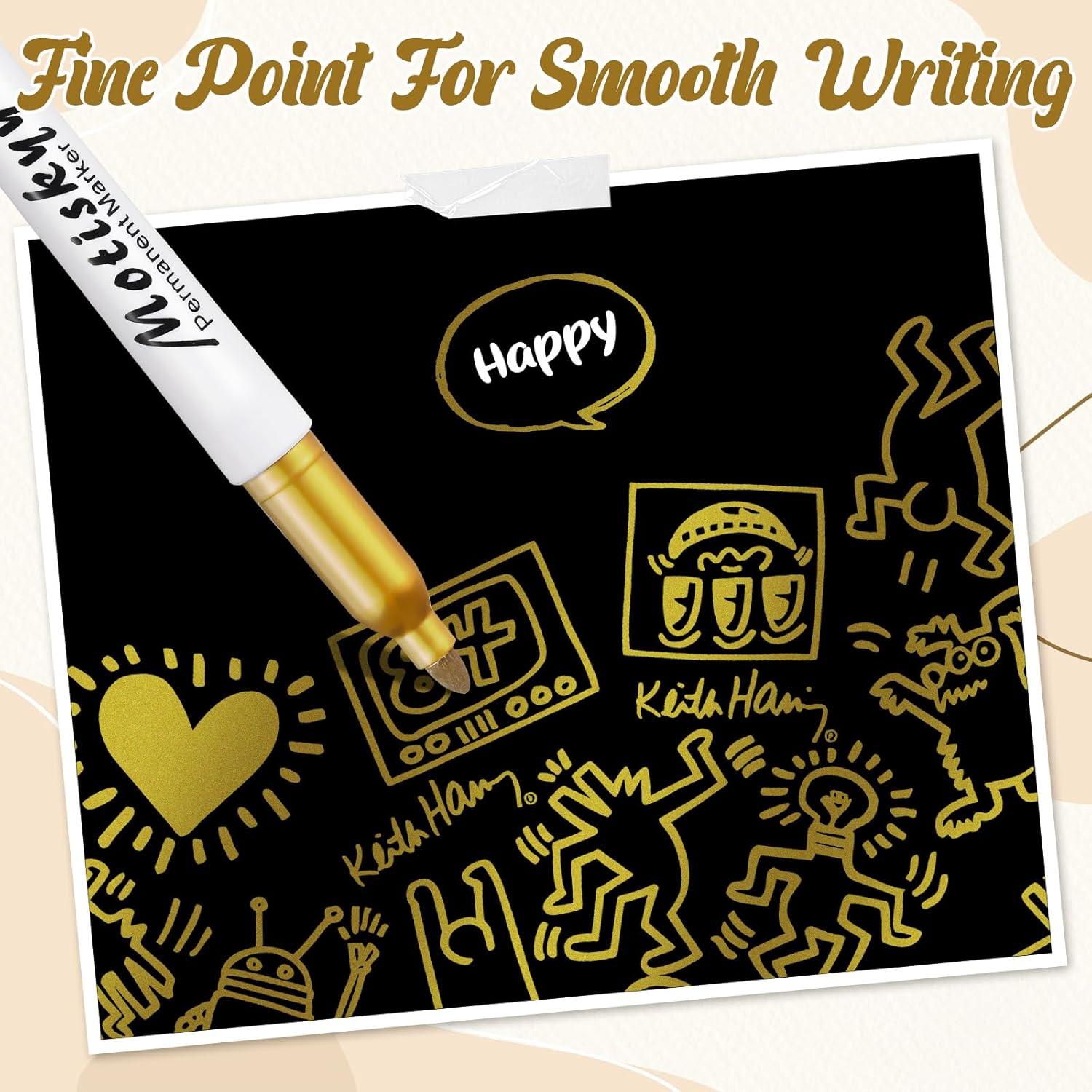 48 Marcadores Permanentes Metálicos Oro Motiskyy Punta Fina