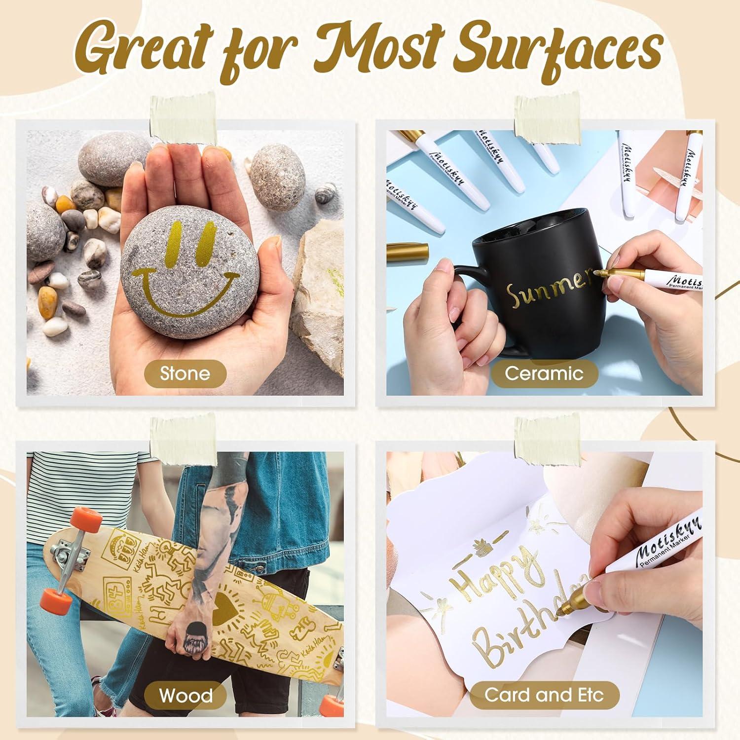 48 Marcadores Permanentes Metálicos Oro Motiskyy Punta Fina