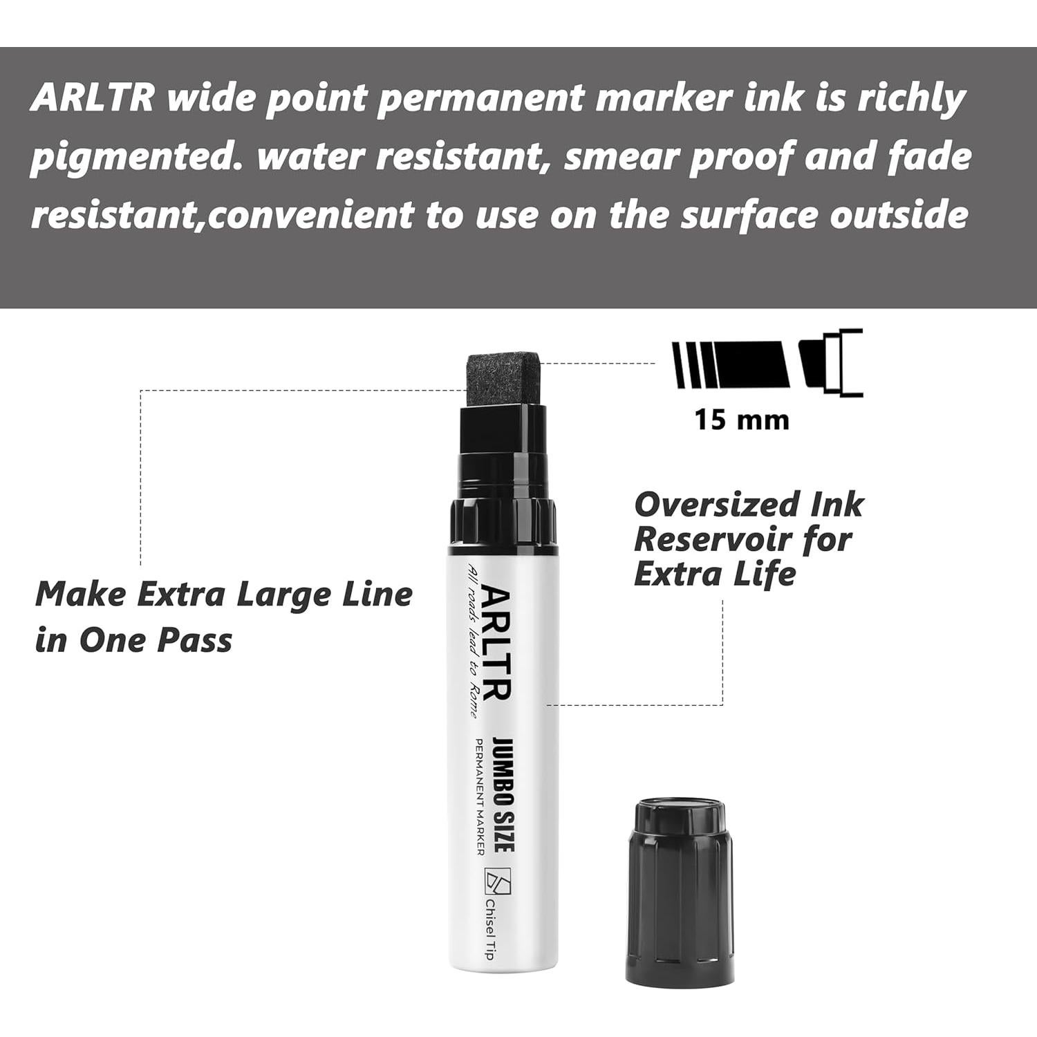 Marcadores Permanentes Jumbo ARLTR, Set de 8, 15mm Ancho