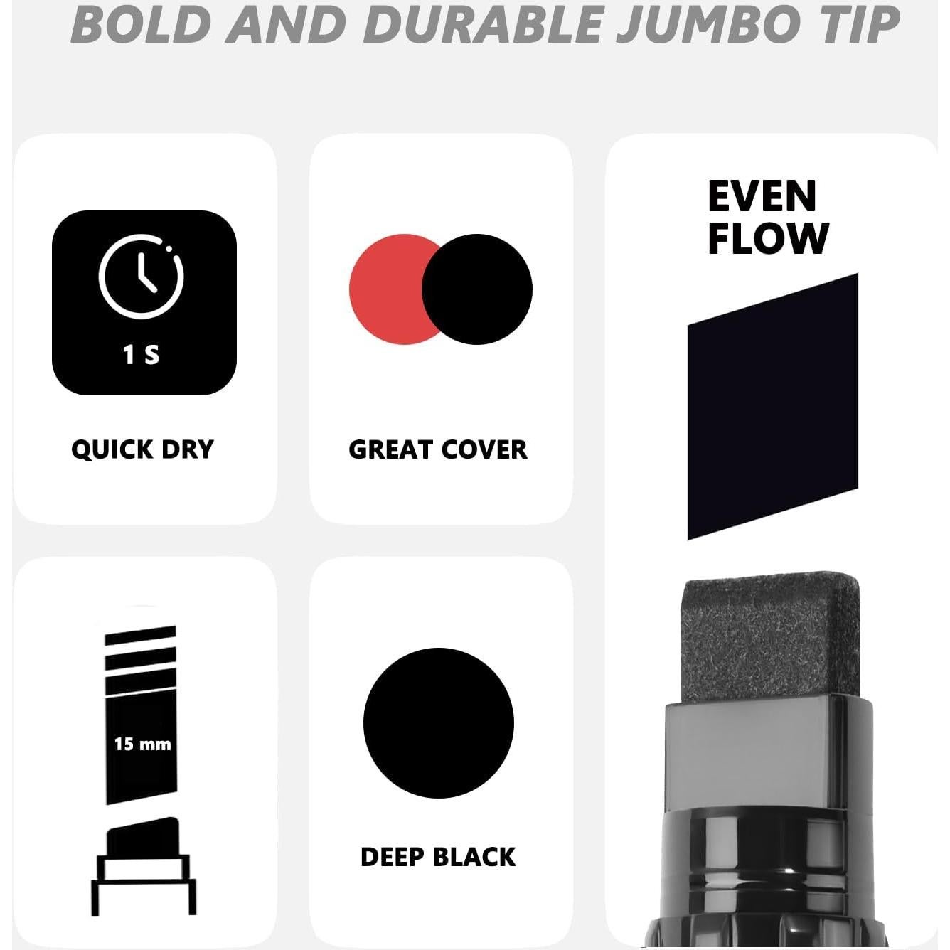 Marcadores Permanentes Jumbo ARLTR, Set de 8, 15mm Ancho