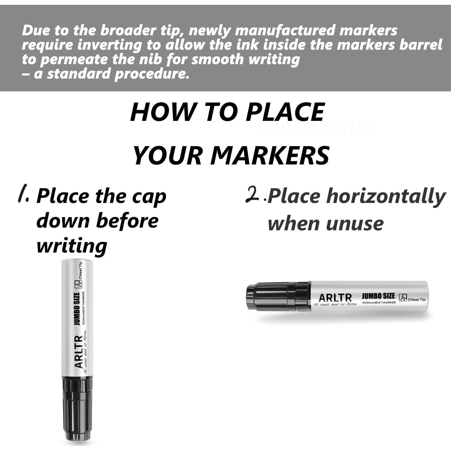 Marcadores Permanentes Jumbo ARLTR, Set de 8, 15mm Ancho