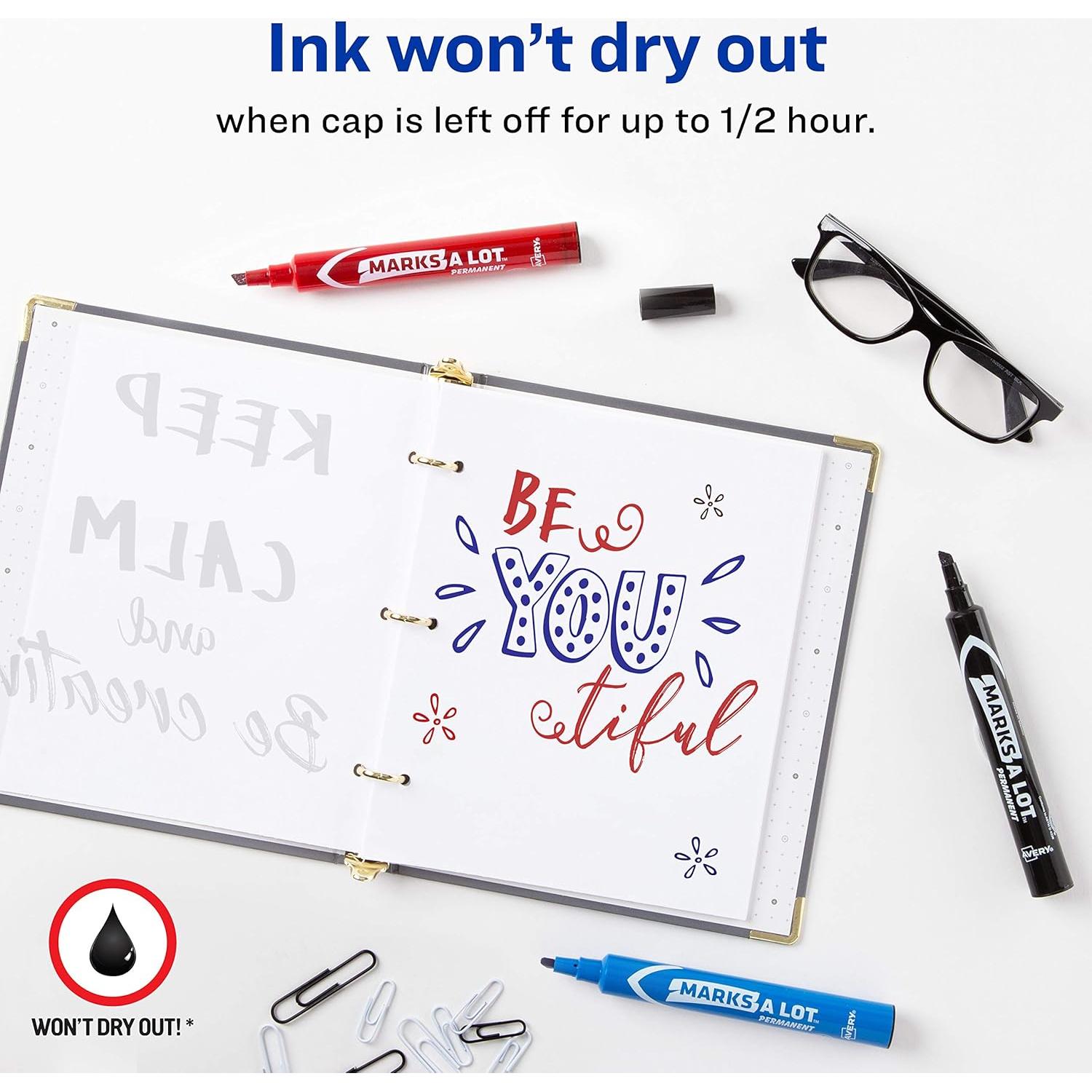 Marcadores Permanentes Avery Marks-A-Lot, 4 Colores, Punta Cincel