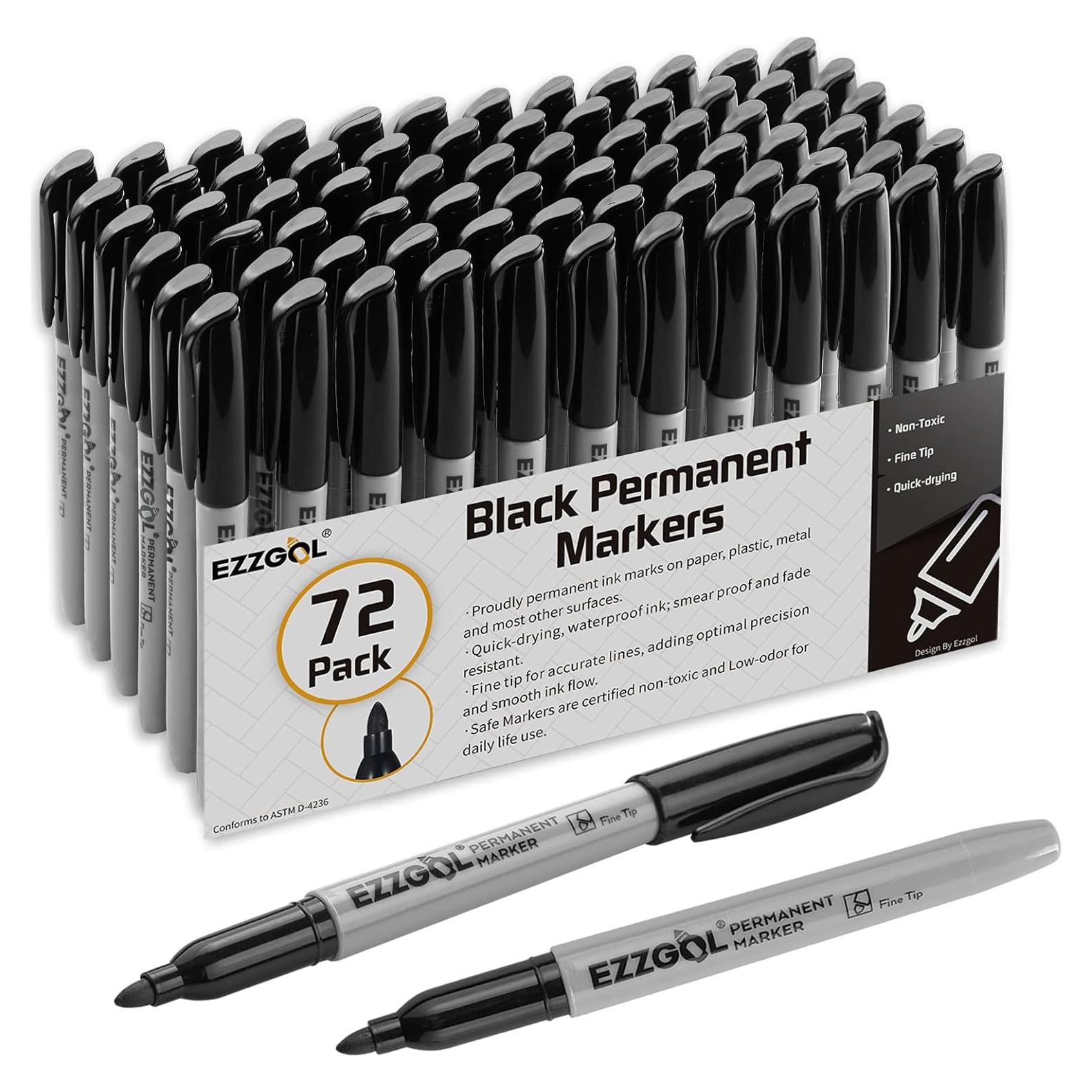 Marcadores Permanentes Ezzgol 72 Unidades Punta Fina Negros