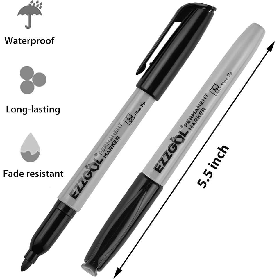 Marcadores Permanentes Ezzgol 72 Unidades Punta Fina Negros